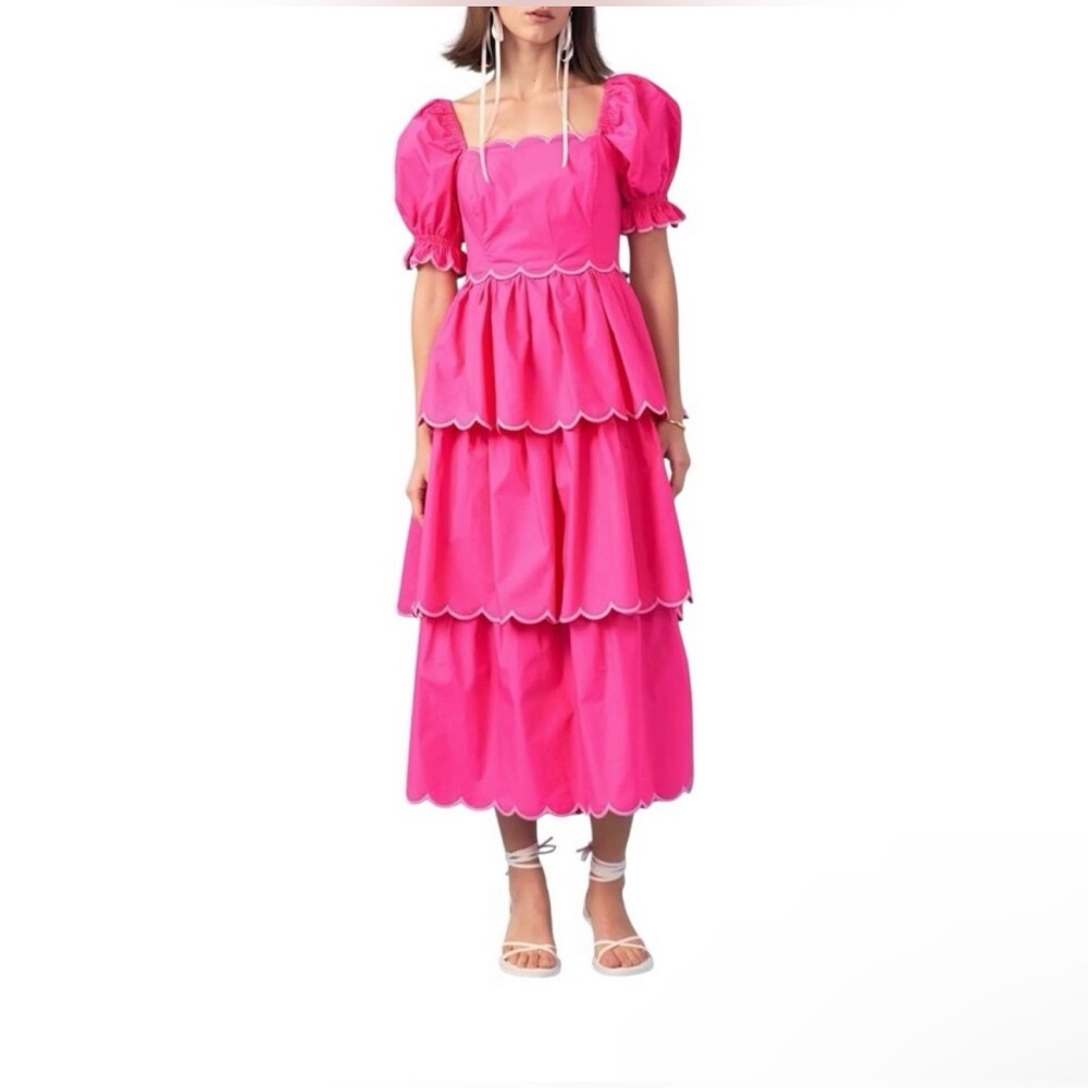 NWT English Factory Scallop Tiered Pink Dress